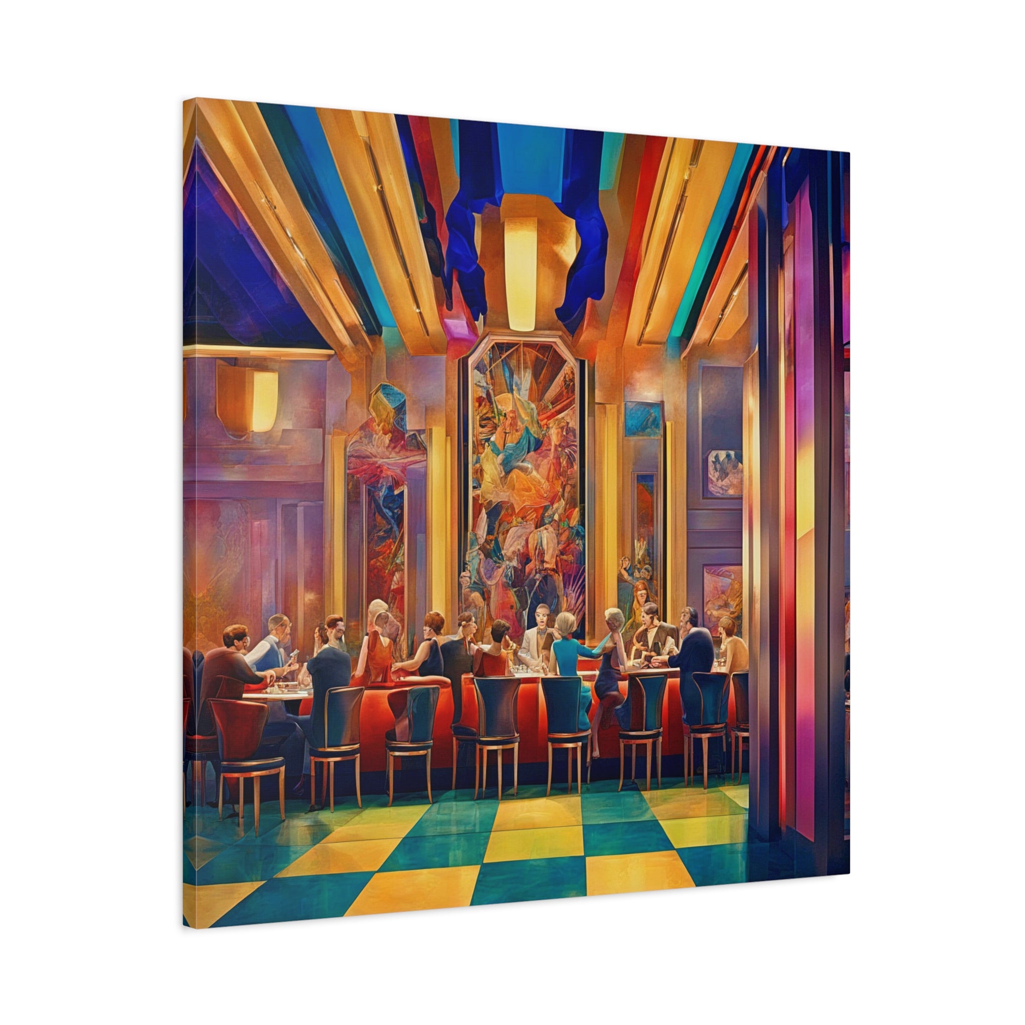 Wall Art LET'S MEET at the BAR Canvas Print Art Deco Painting Giclee 32x32 GW Love Fun Beauty Design House Decor Home Office Gift Ready Hang