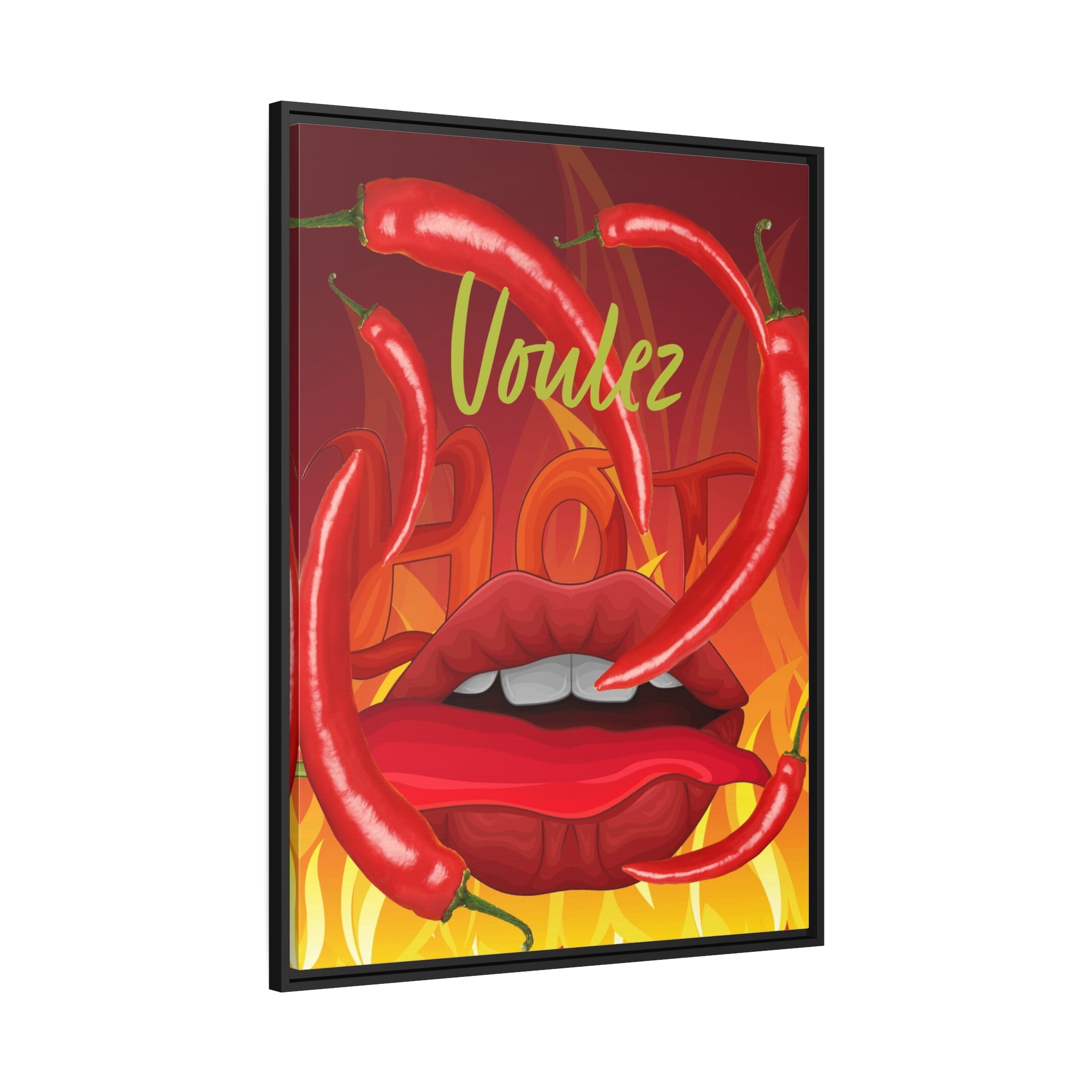 Wall Art RED HOT Canvas Print Art Deco Painting Giclee 30x40 + Frame Love Hot Chili Pepper Food