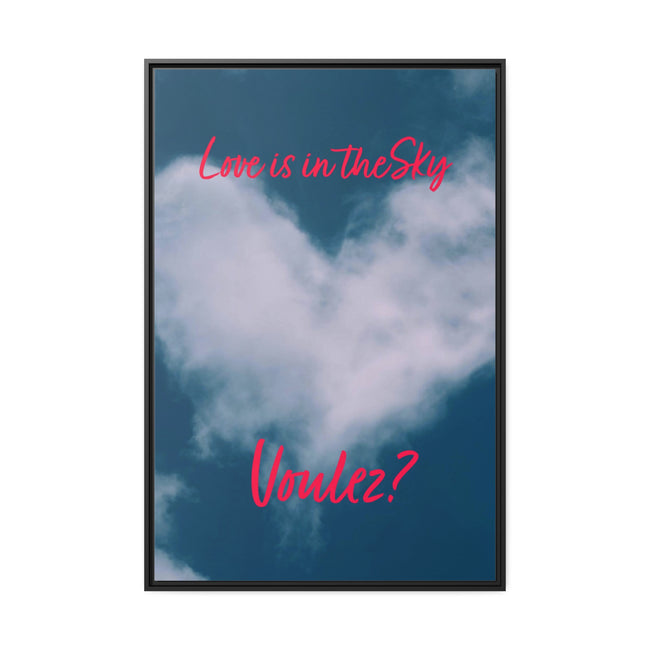 Wall Art LOVE IS in the SKY Canvas Print Art Deco Painting Giclee 32x48 + Frame Love Minimalist Beauty Fun Design House Home Office Gift Ready Hang Bar