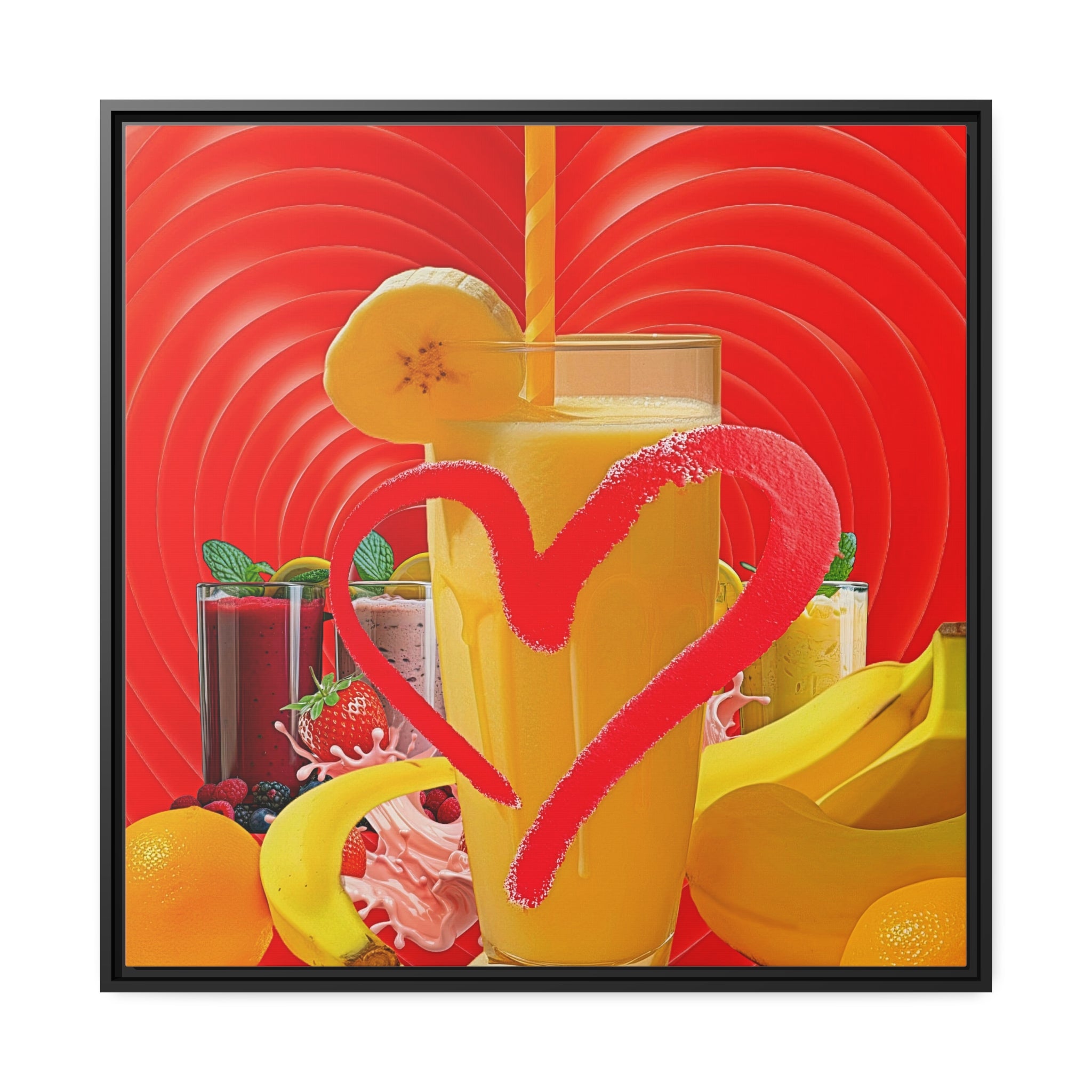 Wall Art LOVE SMOOTHIES Canvas Print Painting Original Giclee 32X32 + Frame Love Nice Beauty Fun Design Fit Hot House Home Office Gift Ready Hang Living