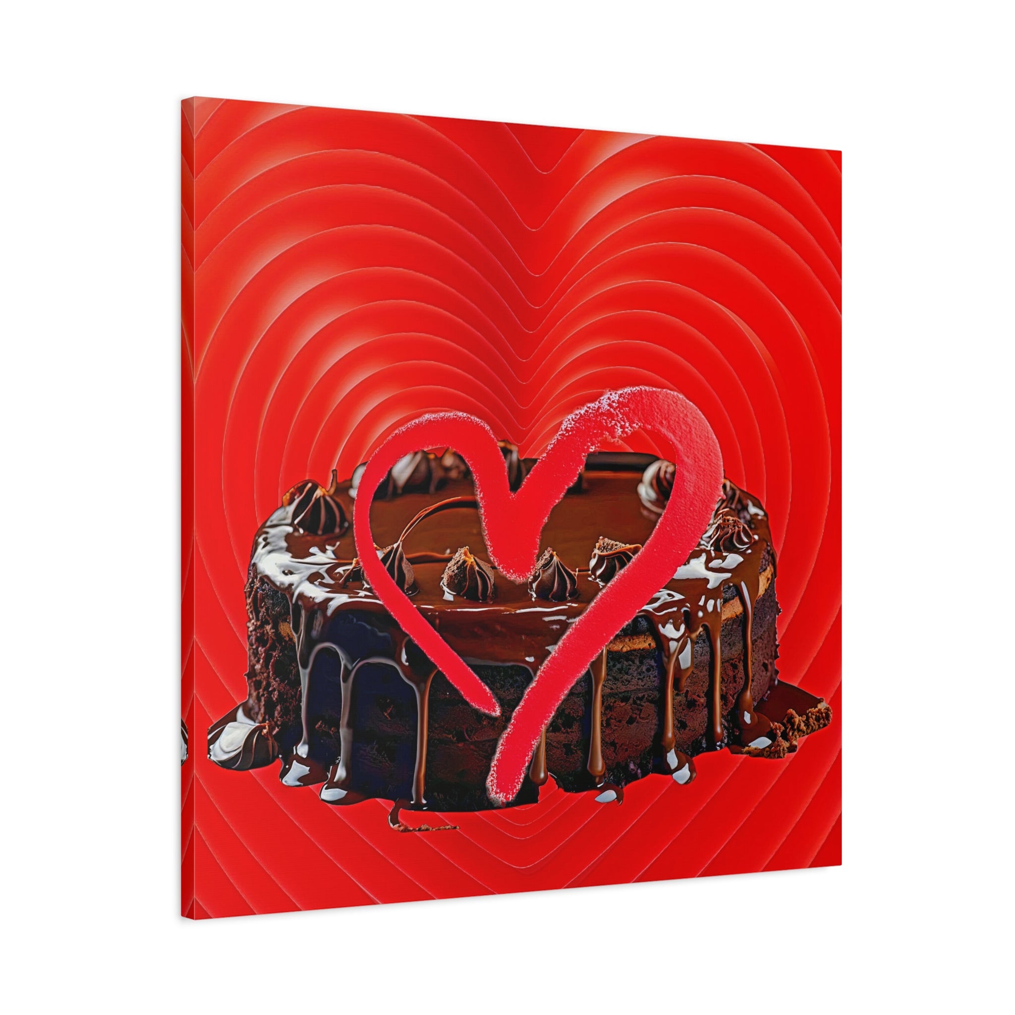 Wall Art LOVE CHOCOLATE CAKE Canvas Print Painting Original Giclee 32X32 GW Love Nice Beauty Fun Design Fit House Home Office Gift Ready Hang Living