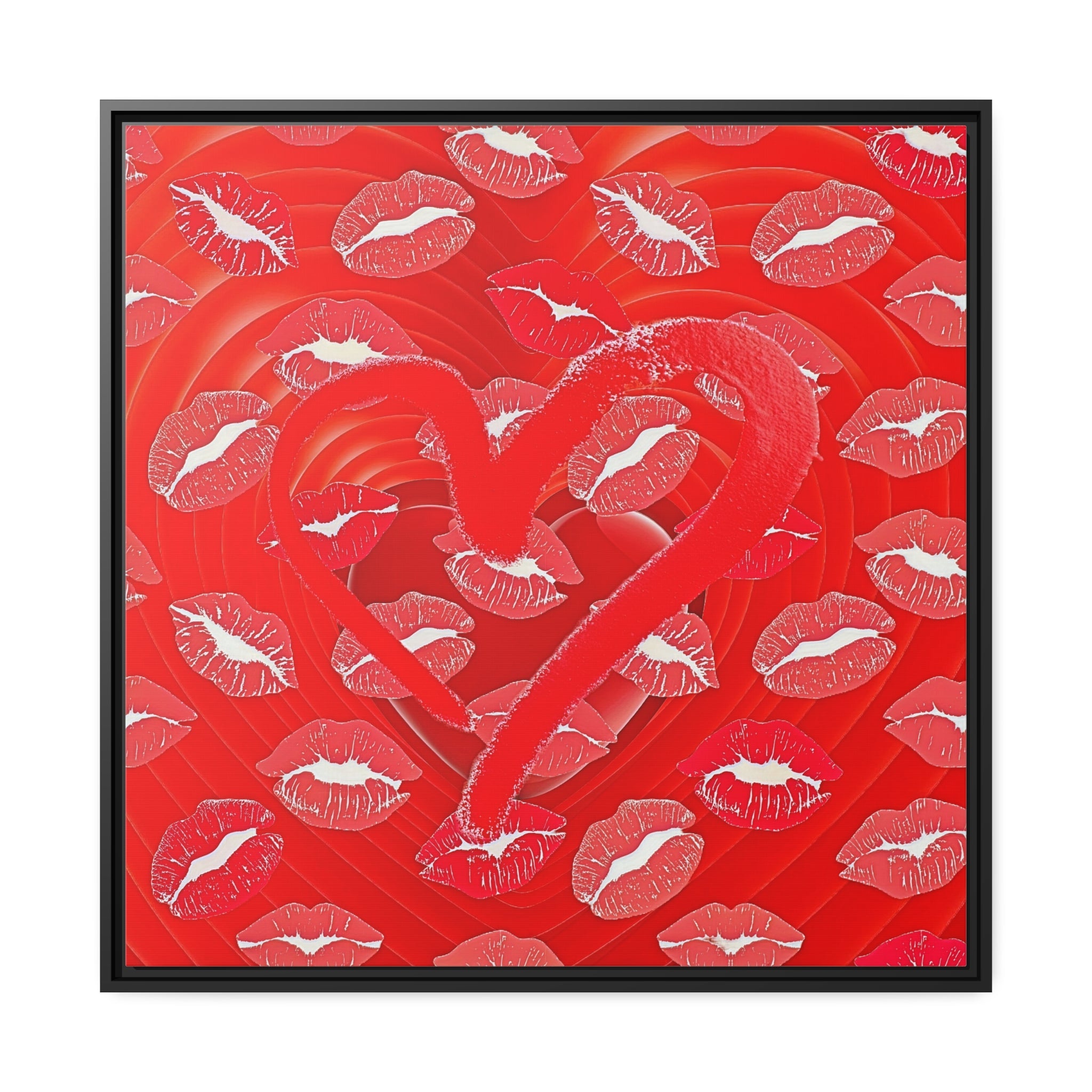 Wall Art LOVE LOTS of KISSES Canvas Print Painting Original Giclee 32X32 + Frame Love Nice Beauty Fun Design Fit House Home Office Gift Ready Hang Rooms