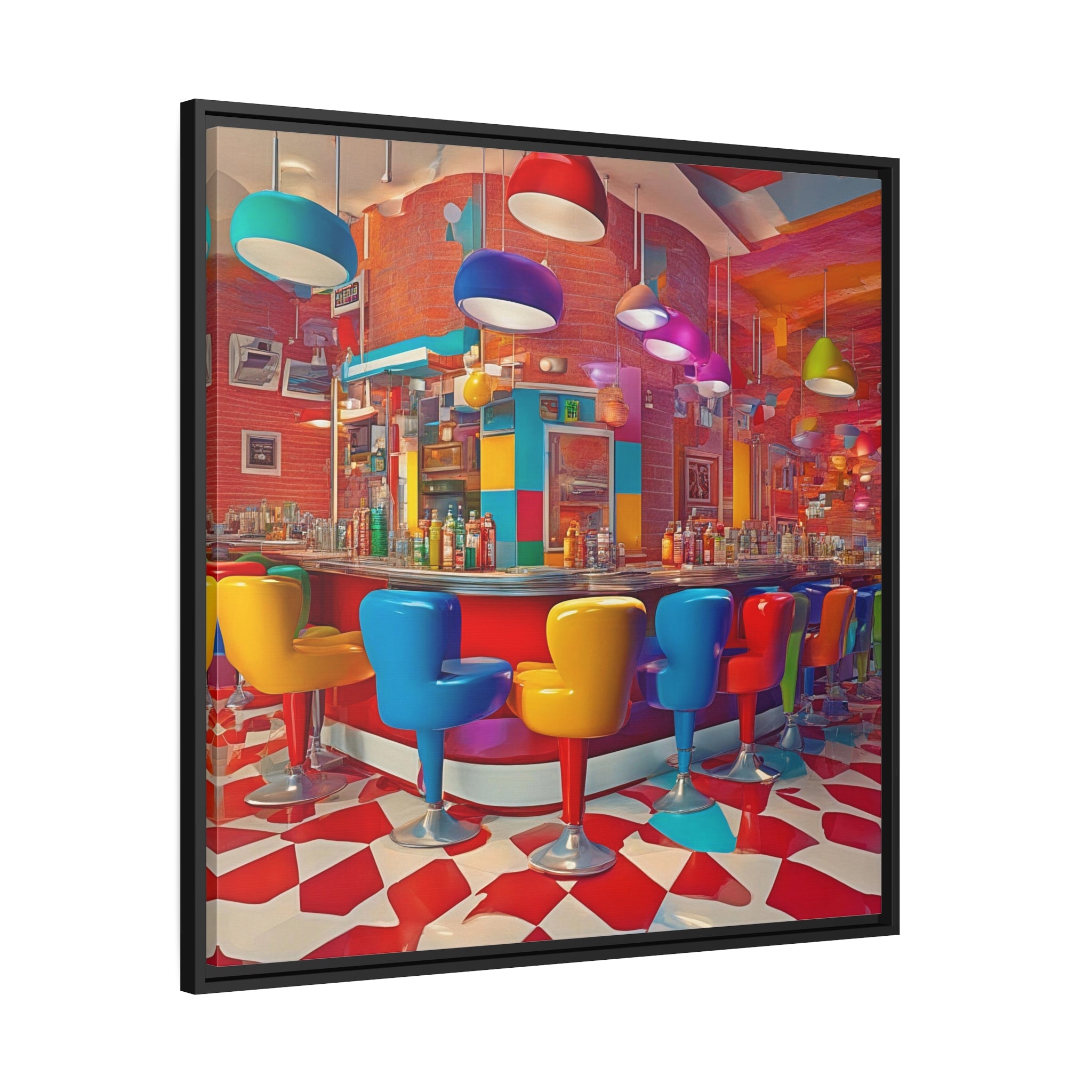 Wall Art DINER Canvas Print Painting Giclee 32x32 + Frame Love Pop Art Beauty Fun Design House Home Office Decor Gift Ready to Hang
