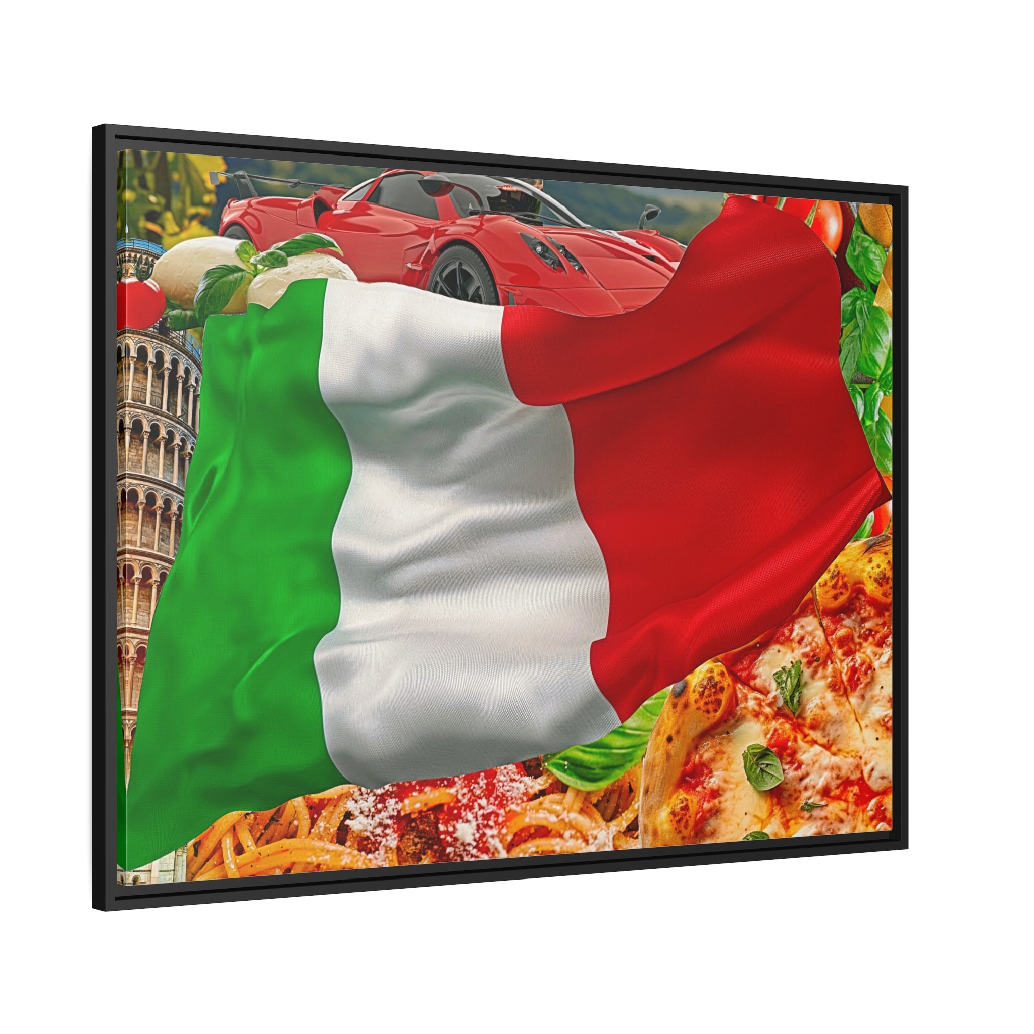 Wall Art ITALY ITALIAN FLAG Collection Giclee Art Print Canvas 40x30 + Frame Wall Decor House Home Office Gift Ready to Hang Living Dining Bedroom