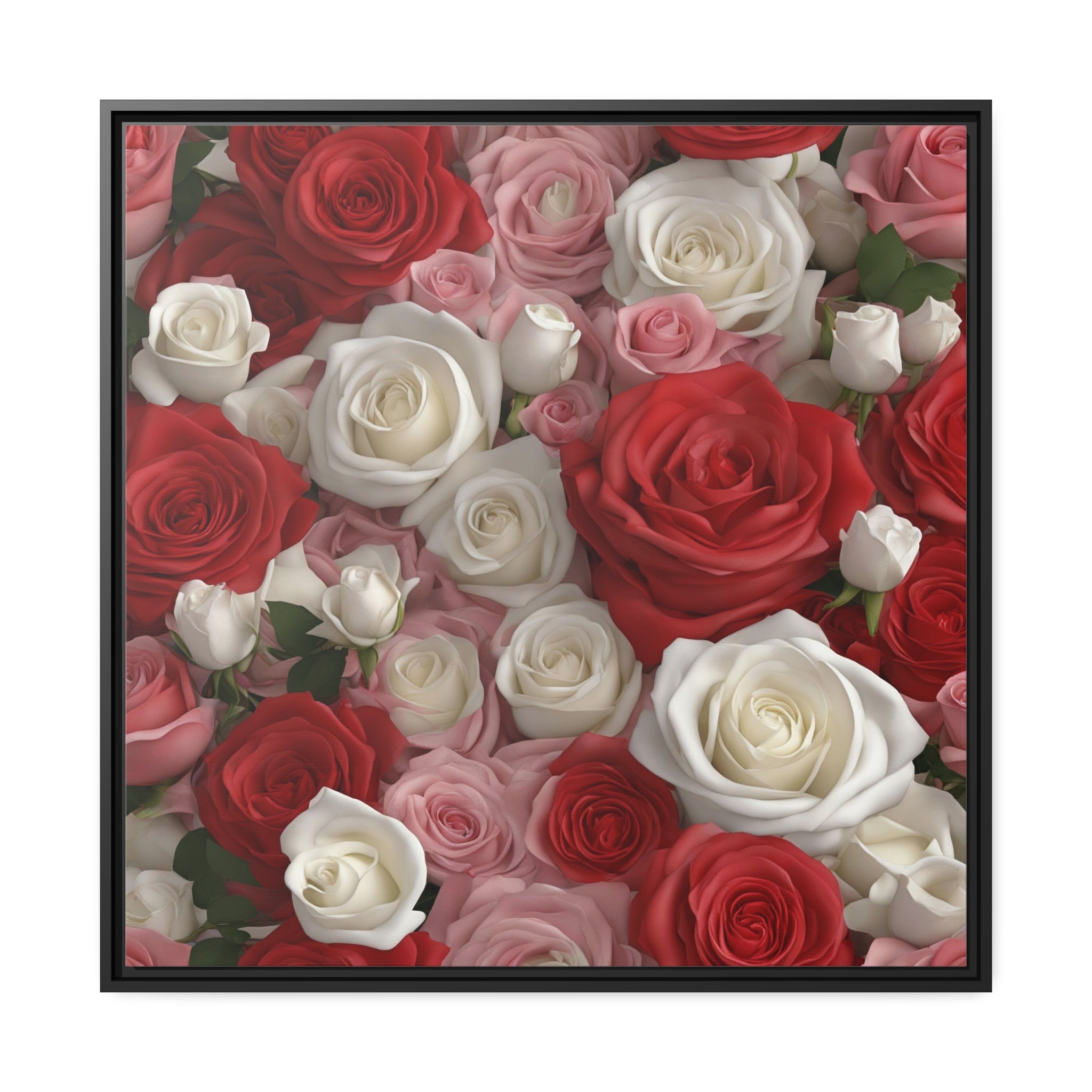 Wall Art ROSES Canvas Print Art Deco Painting Original Giclee 32X32 + Frame Love Flower Minimalist Beauty Fun Design Fit House Home Office Gift Ready Hang