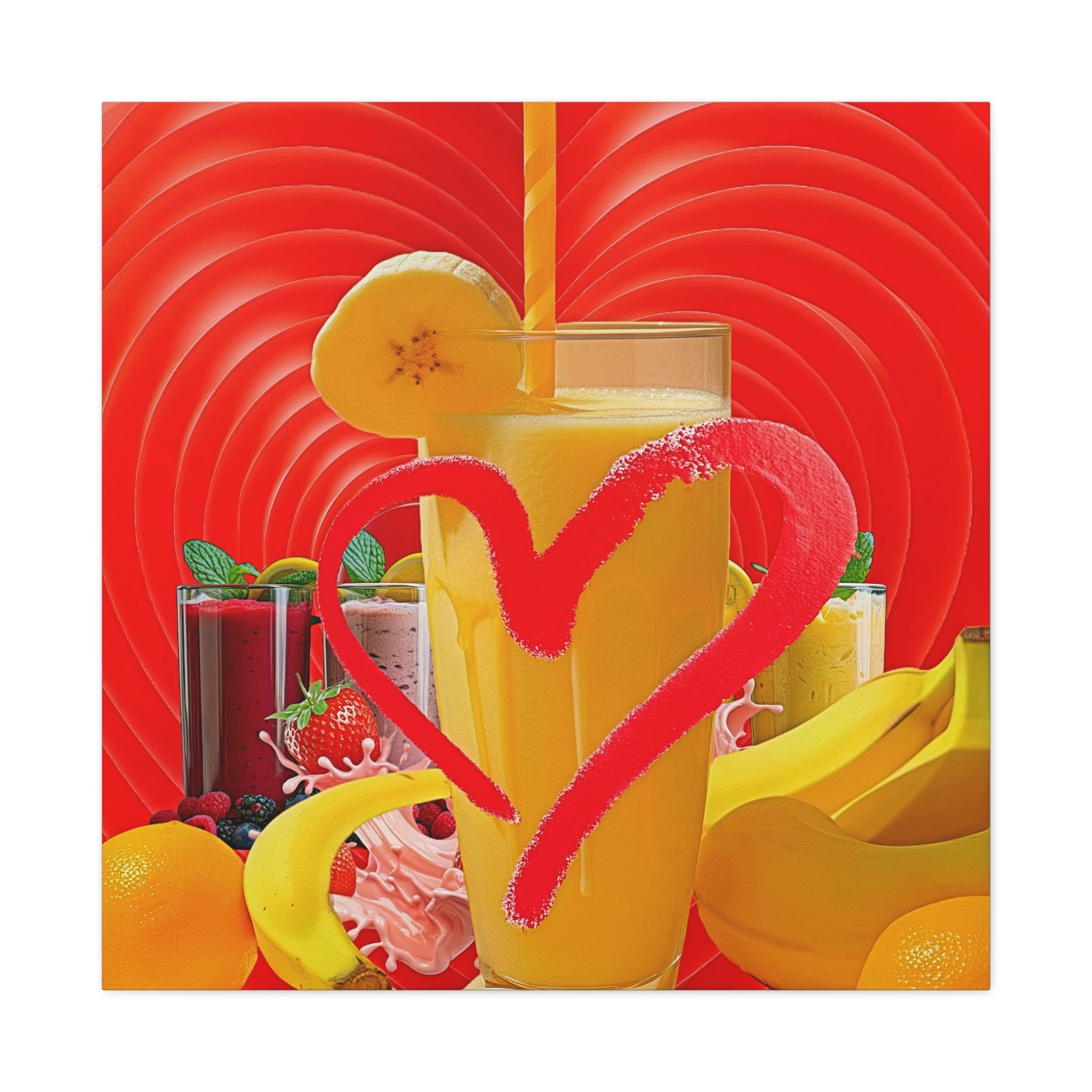 Wall Art LOVE SMOOTHIES Canvas Print Painting Original Giclee32X32  GW Love Nice Beauty Fun Design Fit Hot House Home Office Gift Ready Hang Living