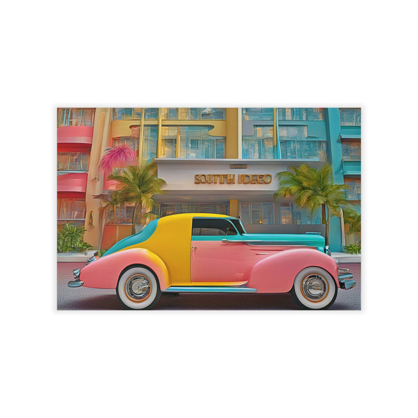 Art Deco SPORTS CAR Wall Art Decor Peel & Stick Removable Repositionable Frameable Affordable Home Decor Gift