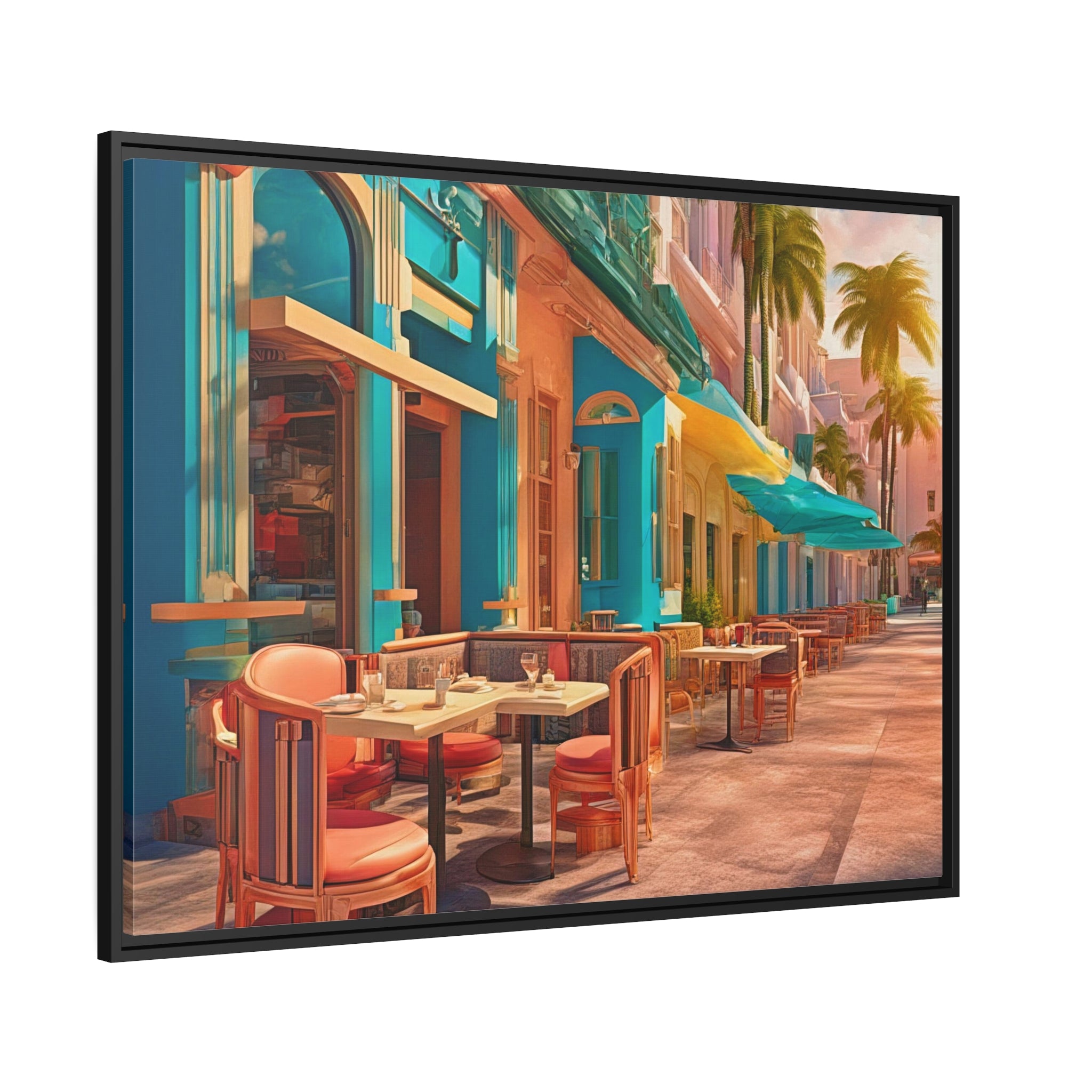 Wall Art OCEAN DRIVE Canvas Print Art Deco Painting Giclee 40x30 + Frame Love Beauty Fun Design House  Home Office Decor Gift Ready to Hang