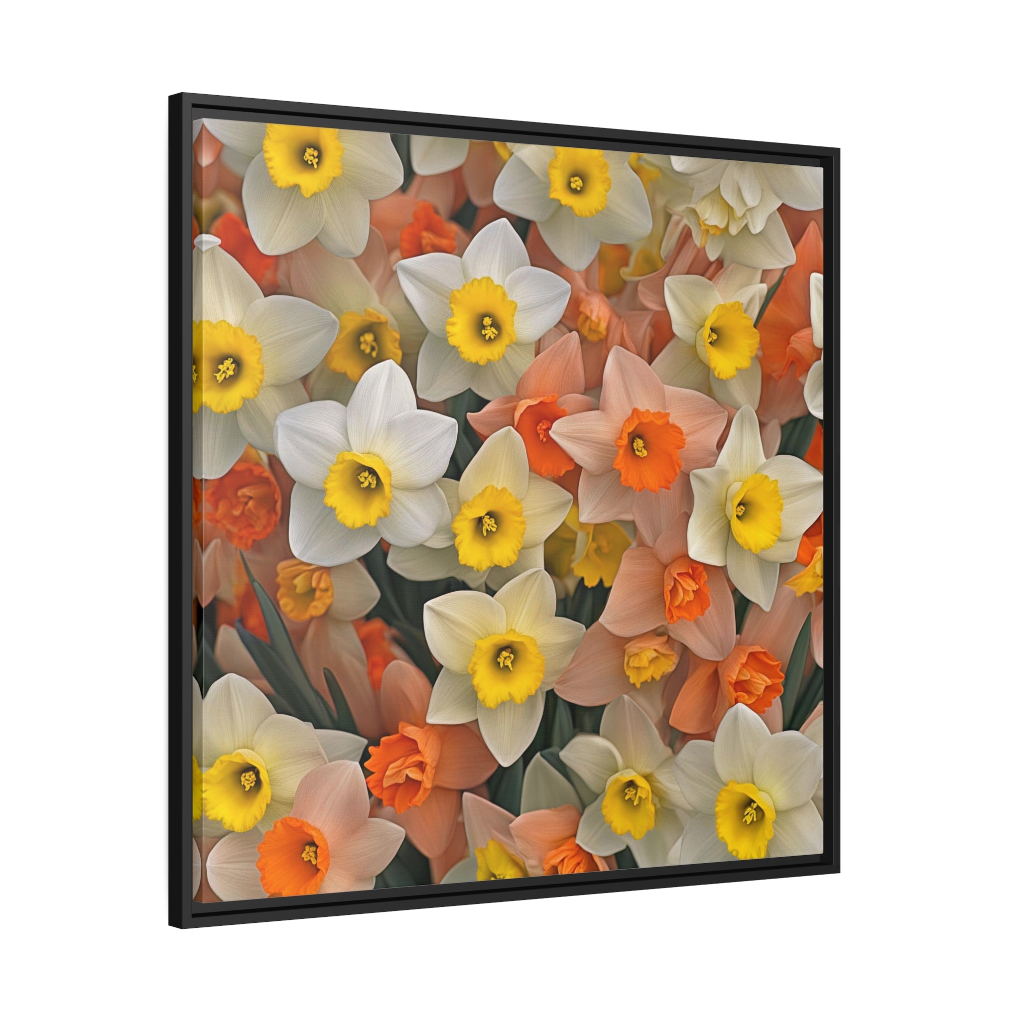 Wall Art DAFFODILS Canvas Print Art Deco Painting Original Giclee 32X32 + Frame Love Flower Minimalist Beauty Fun Design Fit House Office Gift Ready Hang