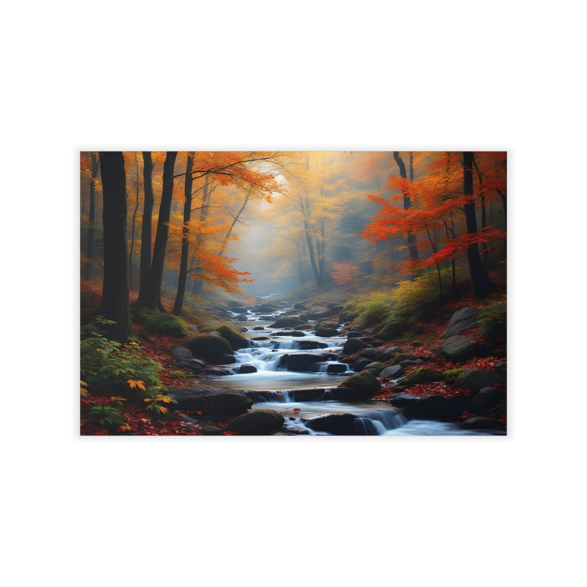 Landscape STREAM IN THE FALL Original Wall Art Decor Peel & Stick Affordable Long Lasting Home Design Gift