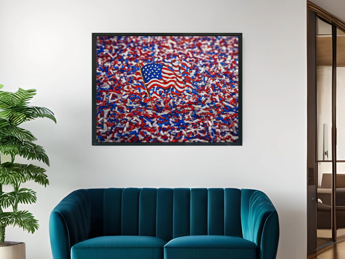 Wall Art AMERICAN FLAG #5 Canvas Print Painting Giclee + Frame Love Minimalist Patriot Beauty Design House Decor Home Office Gift Ready Hang Living