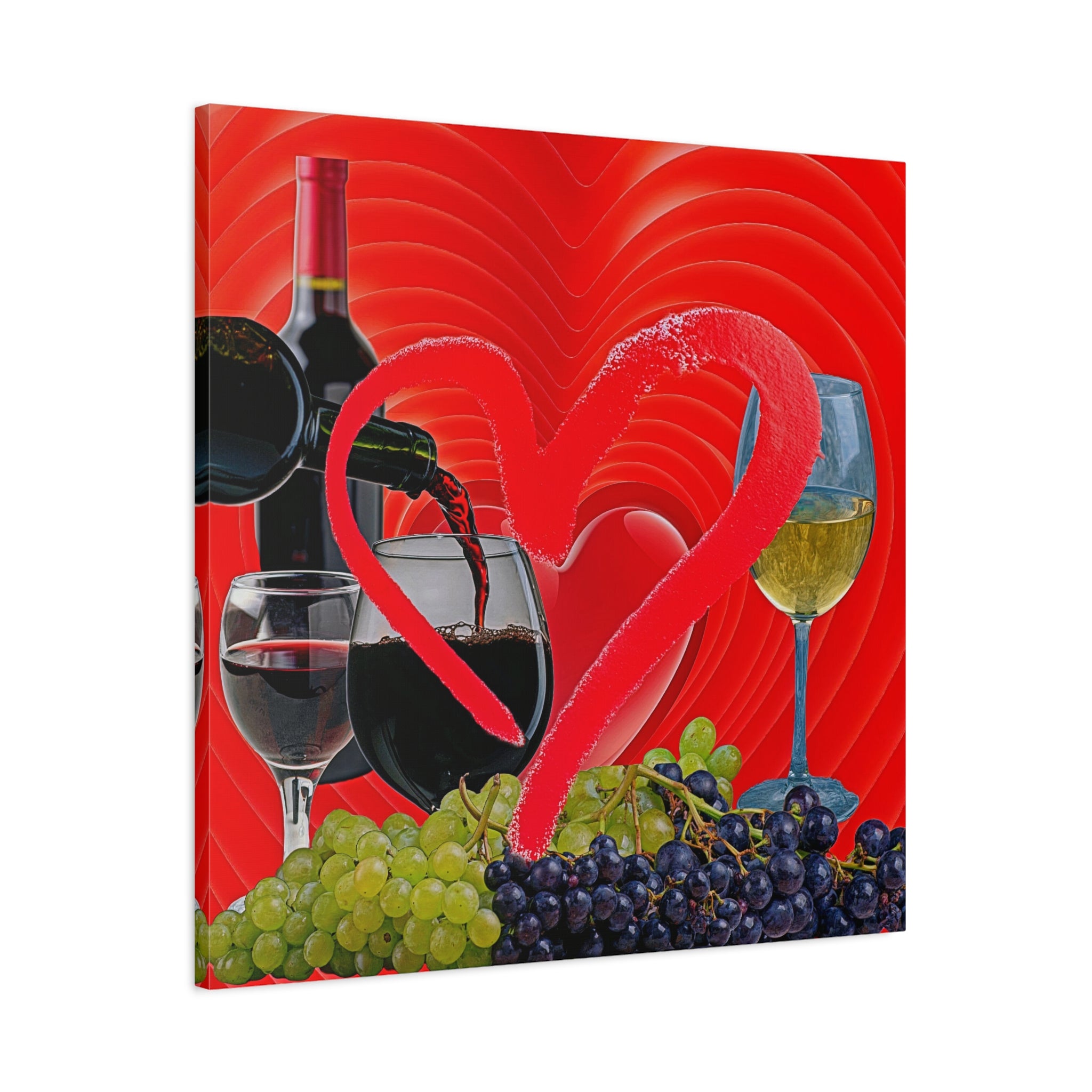 Wall Art LOVE WINE Canvas Print Food & Wine Painting Original Giclee 32x32 GW Nice Beauty Fun Design Fit Red Hot House Home Living Office Gift Ready to Hang