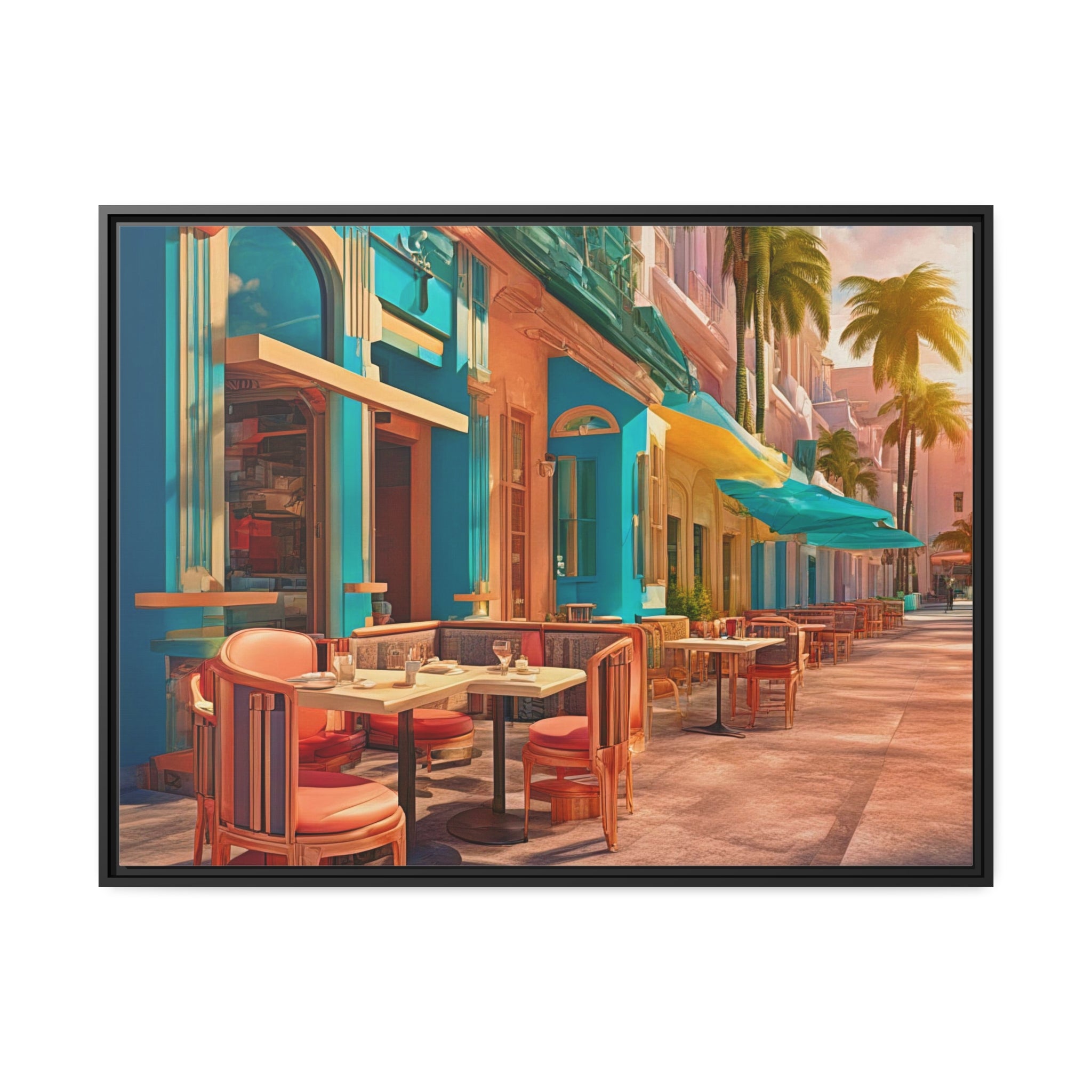 Wall Art OCEAN DRIVE Canvas Print Art Deco Painting Giclee 40x30 + Frame Love Beauty Fun Design House  Home Office Decor Gift Ready to Hang