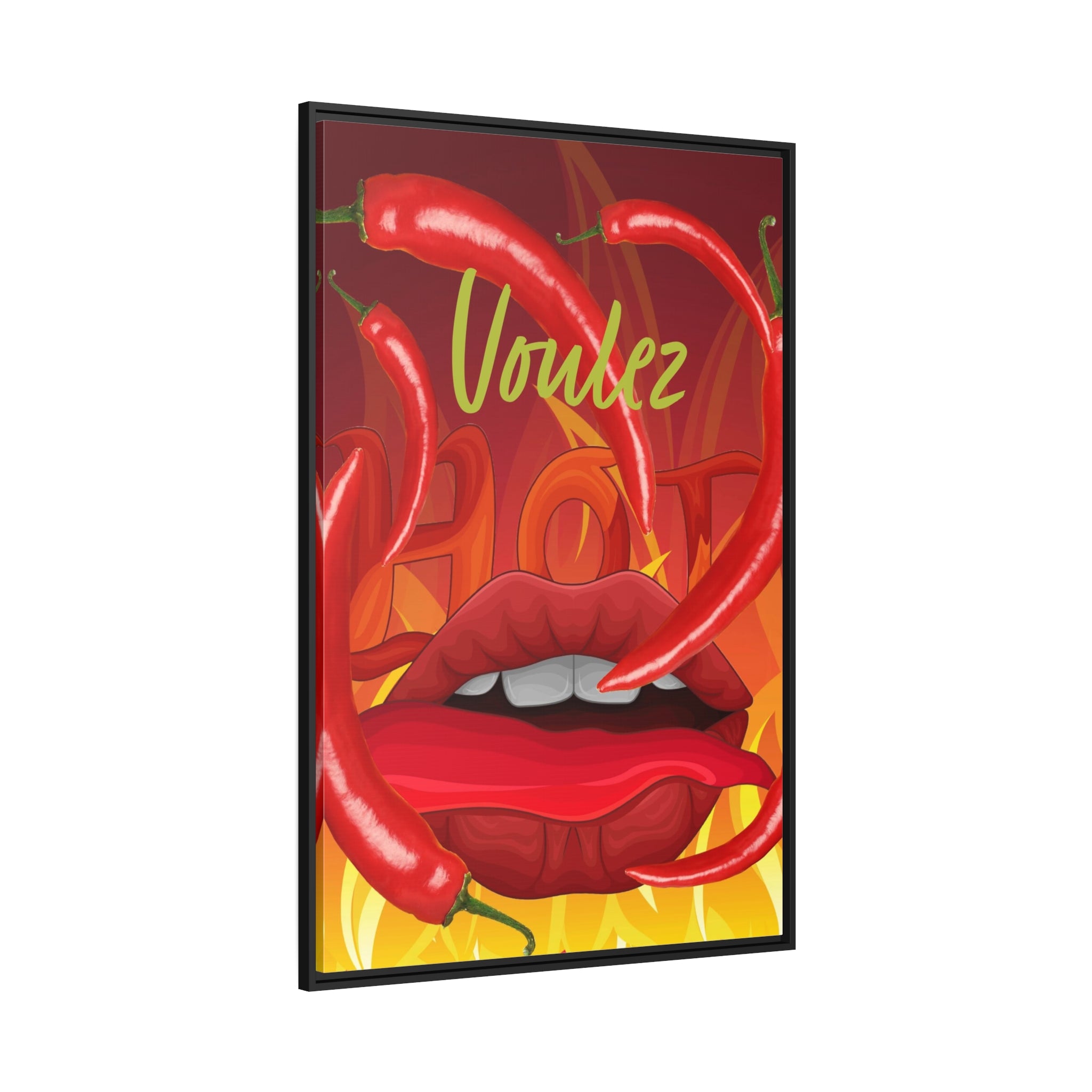 Wall Art RED HOT Canvas Print Art Deco Painting Giclee 32x48 + Frame Love Hot Chili Pepper Food
