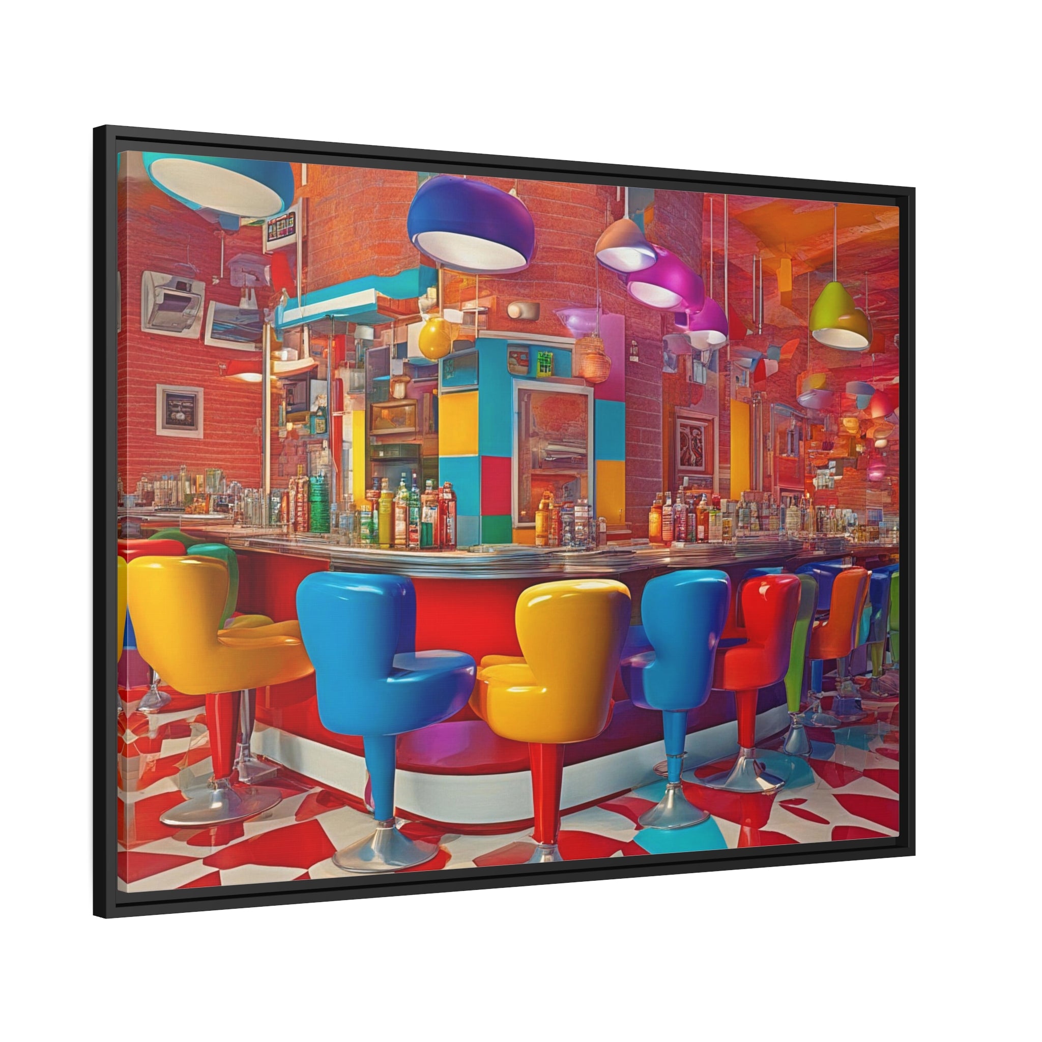 Wall Art DINER Canvas Print Painting Giclee 40x30 + Frame Love Pop Art Beauty Fun Design House Home Office Decor Gift Ready to Hang