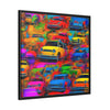 Wall Art LOTS OF CARS Canvas Print Painting Giclee 32x32+ Frame Love Pop Art Fun Beauty Design House  Home Office Decor Gift Ready Hang