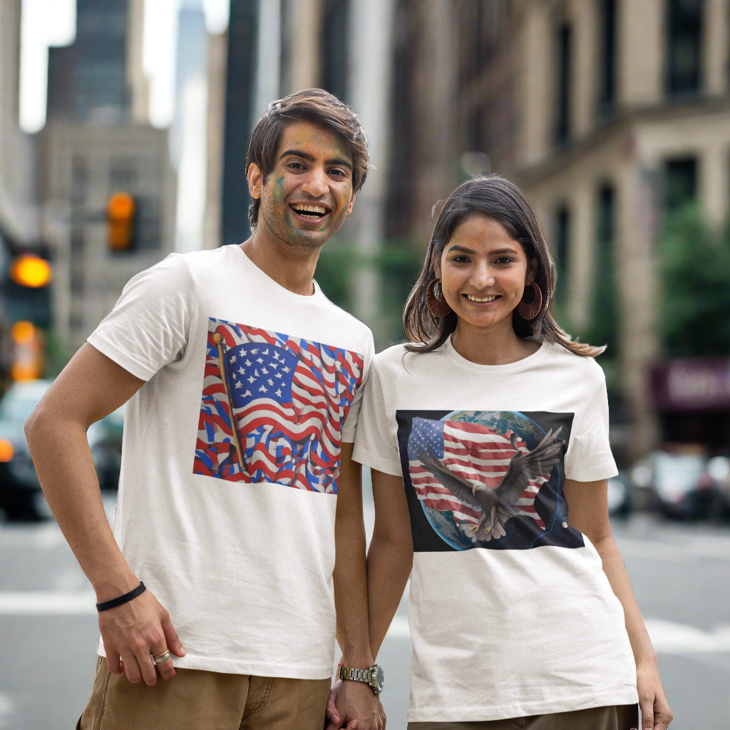 T-Shirt AMERICAN FLAG #1 Unisex Adult Size Fun Hot Modern Abstract Original Patriot Design Art Print Fit People Love