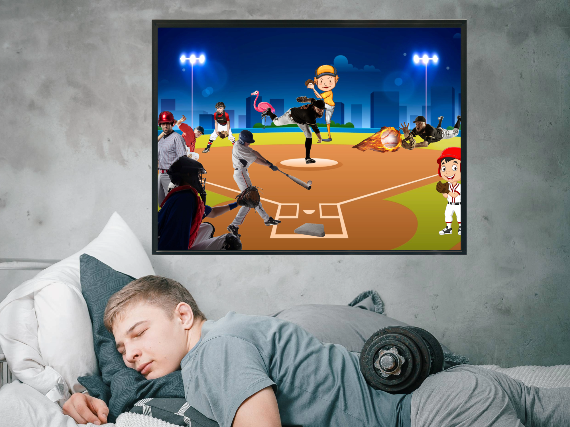 Wall Art BASEBALL SPORTS Collection Canvas Print Painting Original Giclee + Frame Love Nice Beauty Fun Design Fit House Home Office Gift Ready Hang