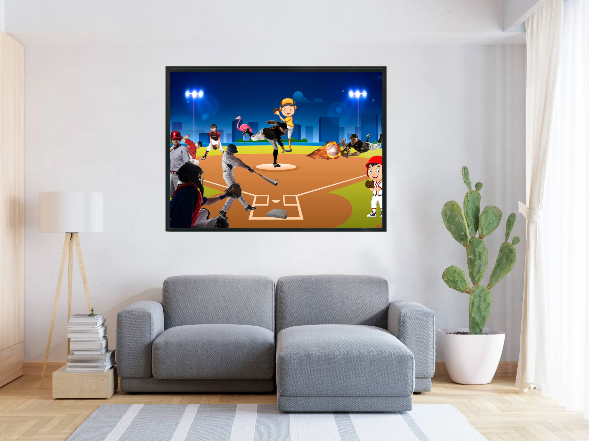 Wall Art BASEBALL SPORTS Collection Canvas Print Painting Original Giclee + Frame Love Nice Beauty Fun Design Fit House Home Office Gift Ready Hang