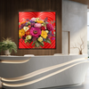 Wall Art LOVE FLOWERS Canvas Print Painting Original Giclee 32X32 + Frame Love Nice Beauty Fun Design Fit Hot House Home Office Gift Ready Hang Living