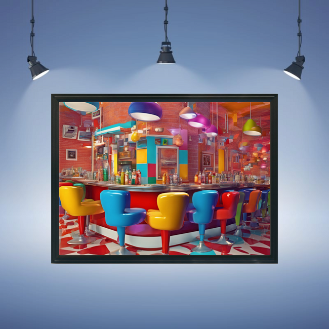 Wall Art DINER Canvas Print Painting Giclee 40x30 + Frame Love Pop Art Beauty Fun Design House Home Office Decor Gift Ready to Hang