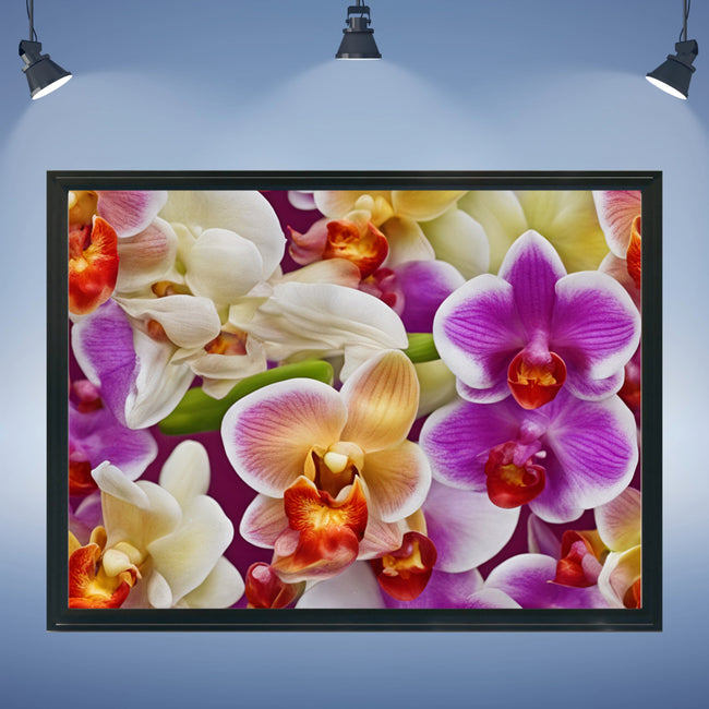 Wall Art ORCHIDS Canvas Print Art Deco Painting Original Giclee 40X30 + Frame Love Flower Minimalist Beauty Fun Design Fit House Office Gift Ready Hang