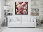 Wall Art PEONIES Canvas Print Art Deco Painting Original Giclee 32X32 + Frame Love Flower Minimalist Beauty Fun Design Fit House Office Gift Ready Hang
