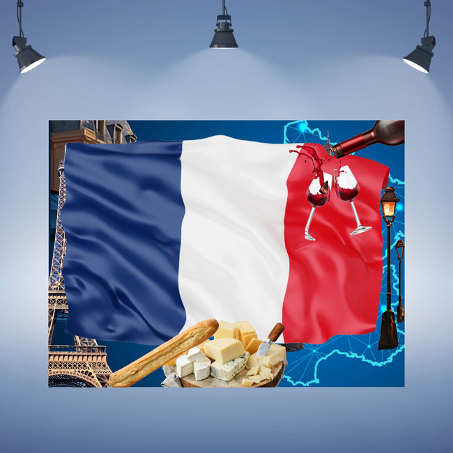 Wall Art FRANCE French Flag Canvas Print Painting Original Giclee GW Love Nice Beauty Fun Design Fit House Home Office Gift Ready Hang Living