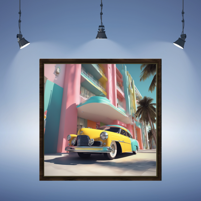 Wall Art MY NEW CAR Art Deco Canvas Print Painting Original Giclee + Frame Love Nice Beauty Fun Design Fit Hot House Home Office Gift Ready Hang
