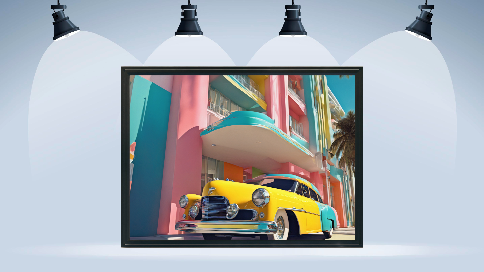 Wall Art MY NEW CAR Art Deco #1 Canvas Print Painting Original Giclee 40X30 + Frame Love Nice Beauty Fun Design Fit Hot House Home Office Gift Ready Hang