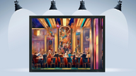 Wall Art LET'S MEET at the BAR Canvas Print Art Deco Painting Giclee 40x30 + Frame Love Fun Beauty Design House Decor Home Office Gift Ready Hang