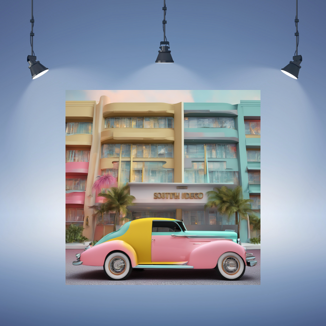 Wall Art SPORTS CAR Canvas Print Art Deco Painting Giclee 32X32 GW Love Beauty Design House  Home Office Decor Gift Ready to Hang