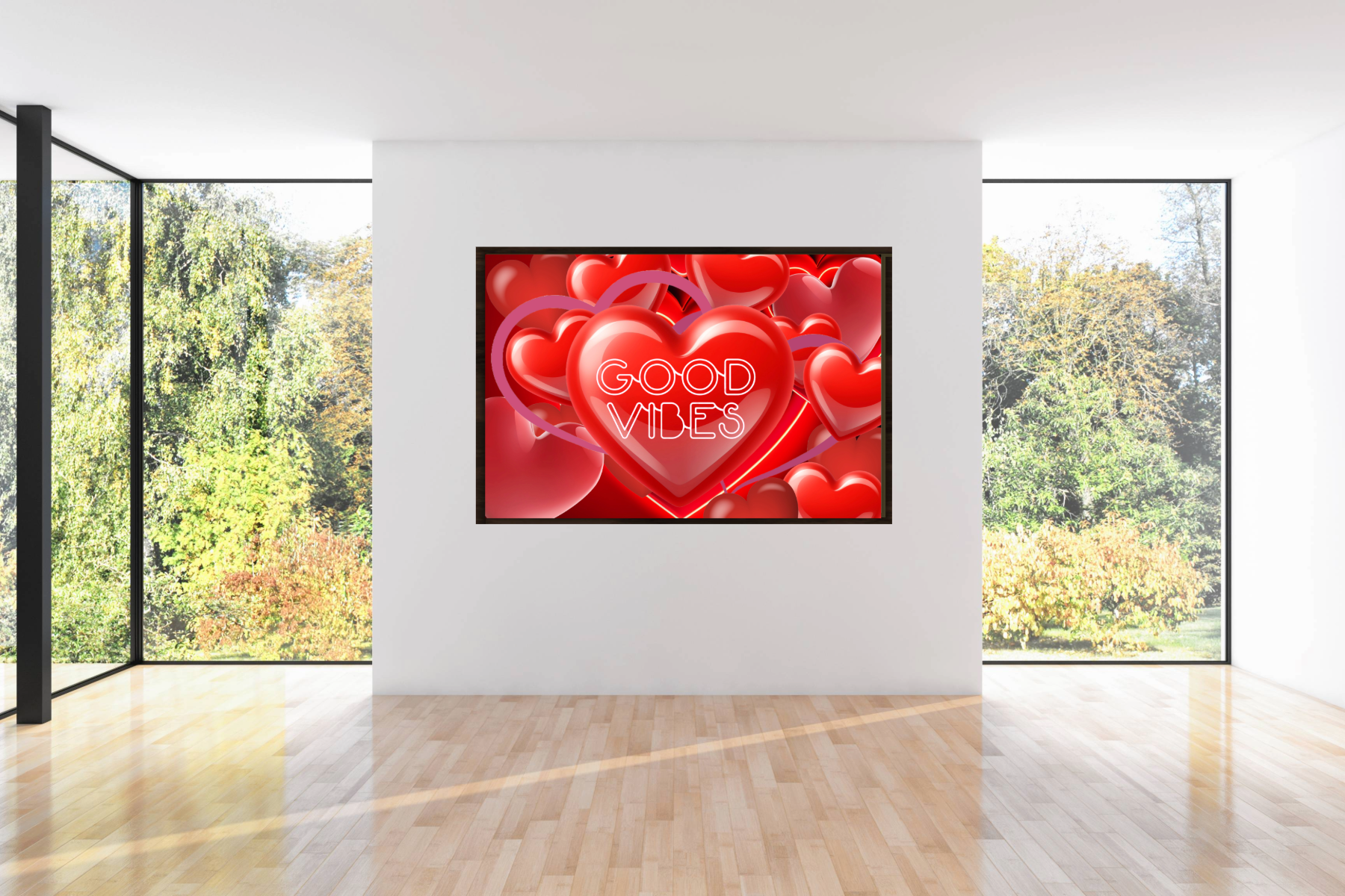 Wall Art GOOD VIBES Canvas Print Painting Original Giclee + Frame Love Nice Heart Beauty Fun Design Fit Hot House Home Office Gift Ready Hang Living