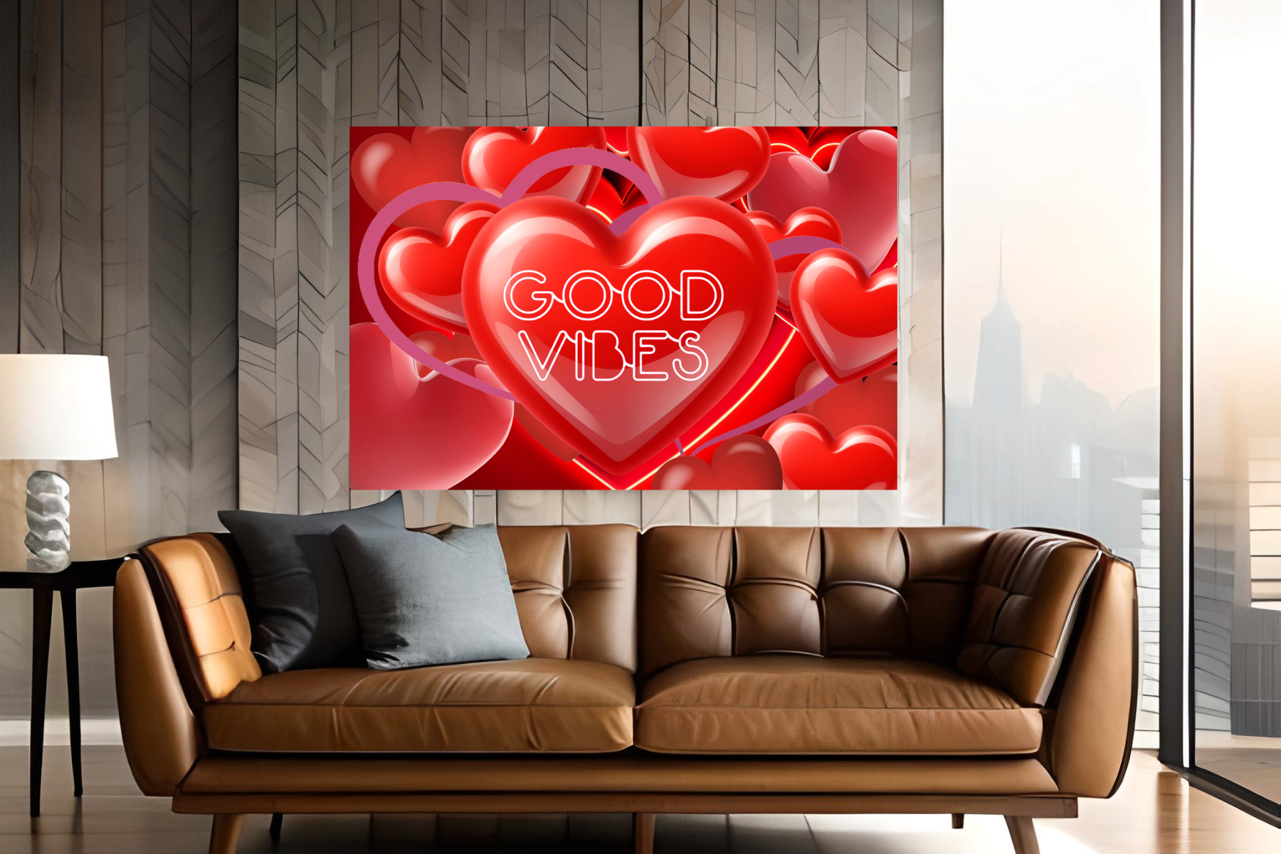 Wall Art GOOD VIBES Canvas Print Painting Original Giclee GW Love Nice Heart Beauty Fun Design Fit Hot House Home Office Gift Ready Hang Living