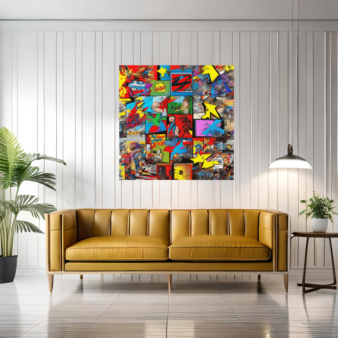 Wall Art ENTERTAINMENT Canvas Print Painting Giclee 32x32 GW Love Pop Art Beauty Design House Home Office Decor Gift Ready to Hang
