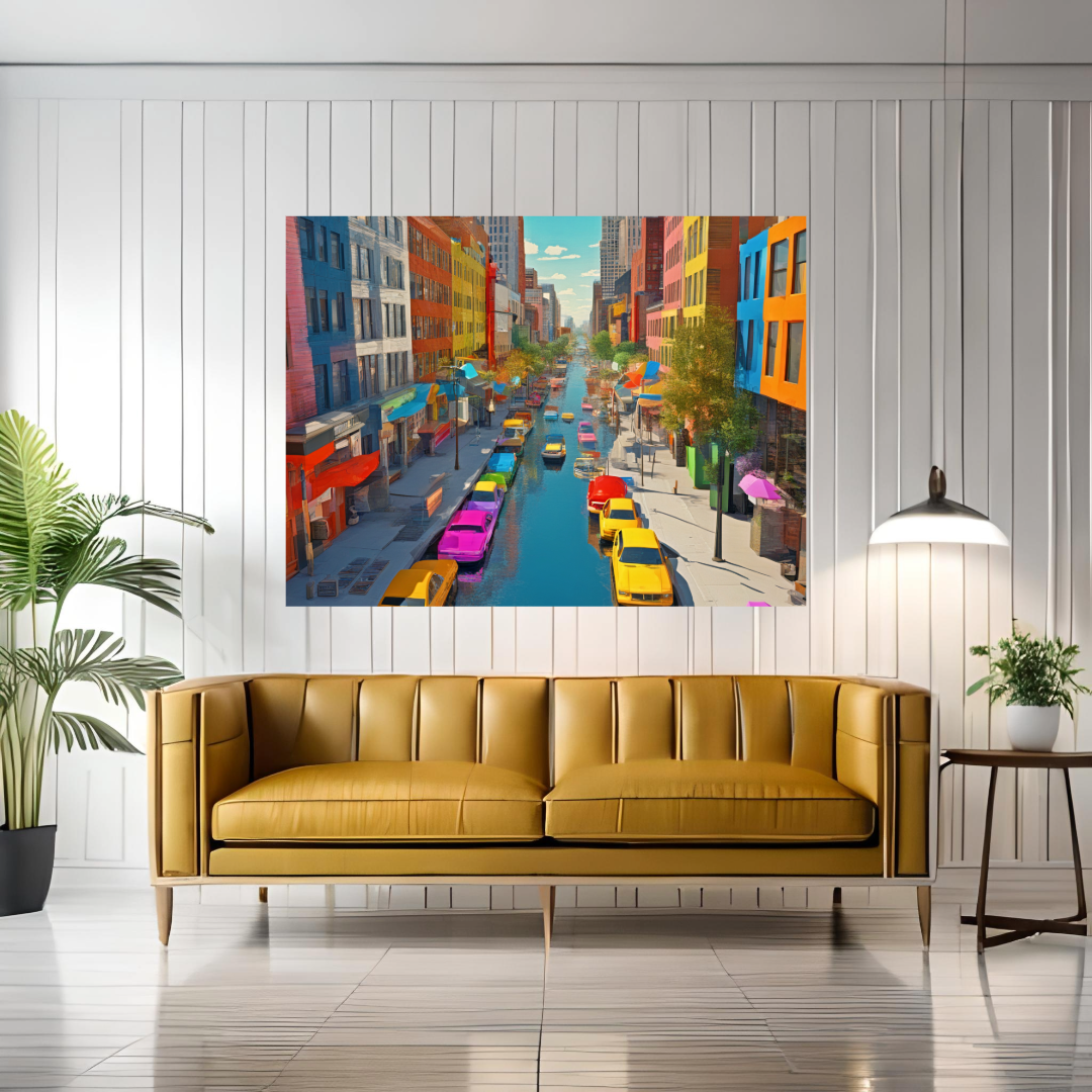 Wall Art DOWNTOWN Canvas Print Painting Giclee 40x30 GW Love Pop Art Beauty Design House  Home Office Decor Gift Ready to Hang
