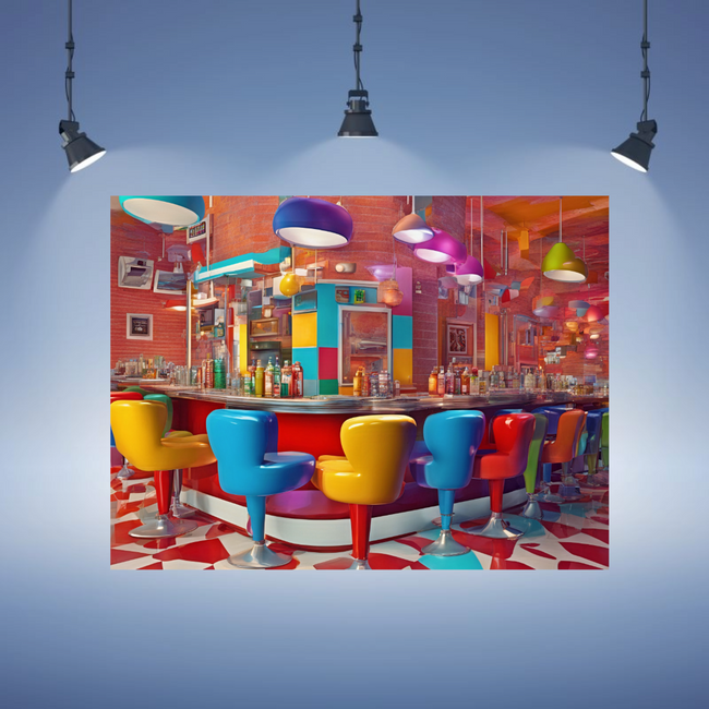 Wall Art DINER Canvas Print Painting Giclee 40X30 Gallery Wrap Love Pop Art Beauty Fun Design House Home Office Decor Gift Ready to Hang