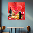 Wall Art LOVE WINE & CHEESE Canvas Print Painting Original Giclee 32X32 GW Nice Beauty Fun Design Fit Red Hot House Gift Ready to Hang