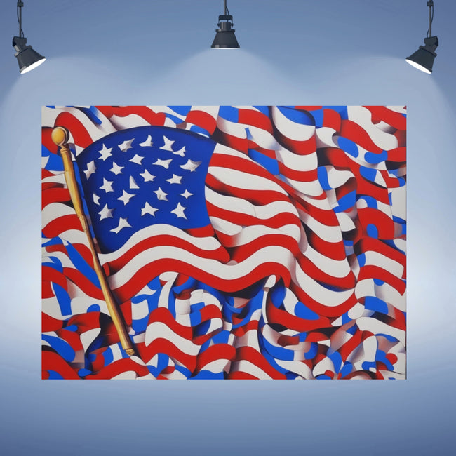 Wall Art AMERICAN FLAG #1 Flag Collection Giclee Art Print Canvas 40”X30