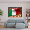 Wall Art ITALY ITALIAN FLAG Collection Giclee Art Print Canvas 40x30 + Frame Wall Decor House Home Office Gift Ready to Hang Living Dining Bedroom
