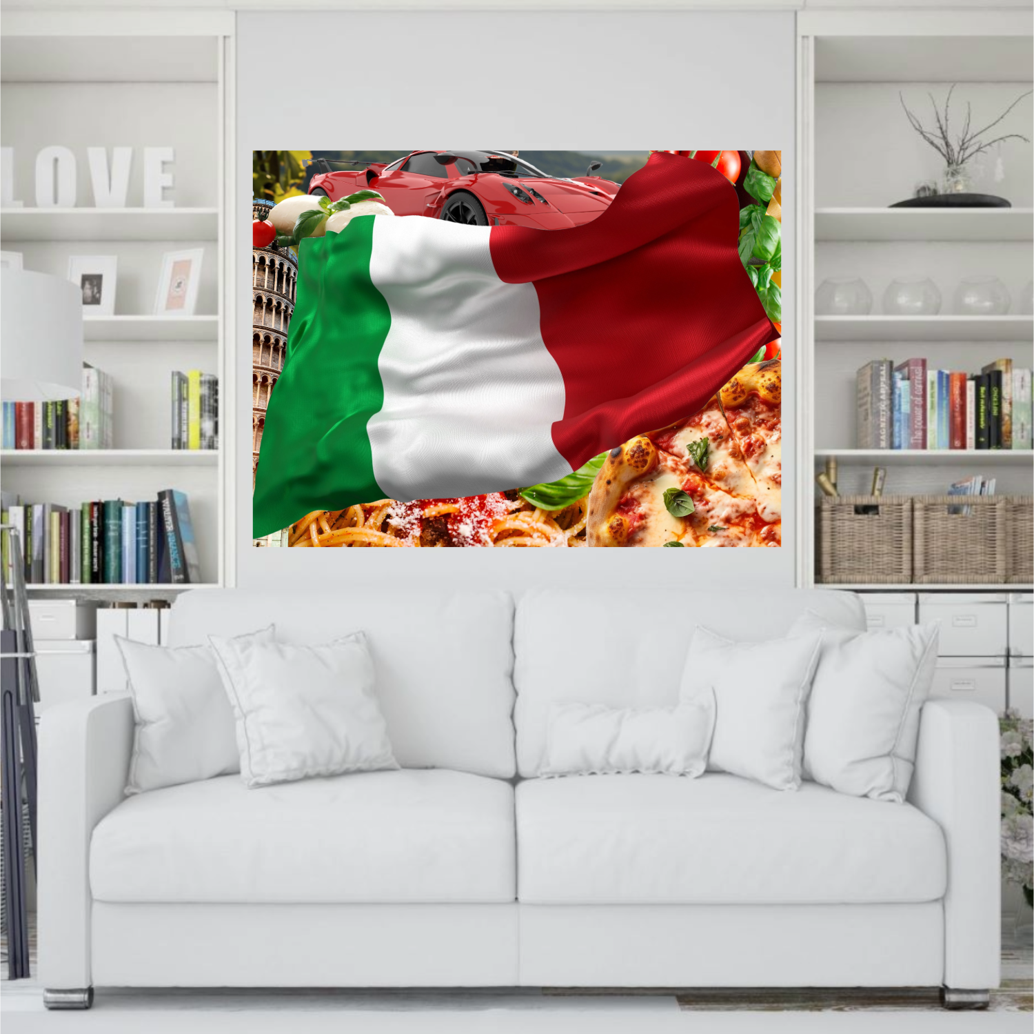 Wall Art ITALY ITALIAN Flag Canvas Print Painting Original Giclee GW Love Nice Beauty Fun Design Fit House Home Office Gift Ready Hang Living