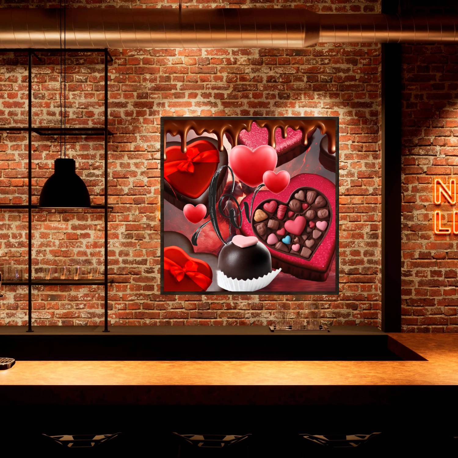 Wall Art CHOCOLATE Canvas Print Painting Original Giclee 32X32 + Frame Love Nice Beauty Fun Design Fit Hot House Home Office Gift Ready Hang Living