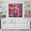 Wall Art LOVE FIREWORKS Canvas Print Painting Original Giclee 32X32 + Frame Love Nice Beauty Fun Design Fit Hot House Home Office Gift Ready Hang Living