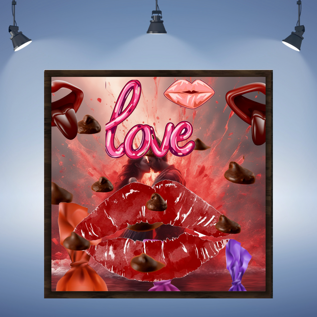 Wall Art LOVE KISSES CHOCOLATE Canvas Print Painting Original Giclee + Frame Love Nice Beauty Fun Design Fit Hot House Home Office Gift Ready Hang