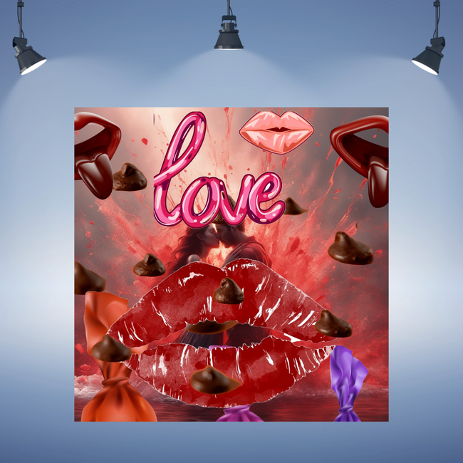 Wall Art LOVE KISSES CHOCOLATE Canvas Print Painting Original Giclee GW Love Nice Beauty Fun Design Fit Hot House Home Office Gift Ready Hang