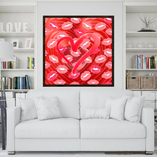 Wall Art LOVE LOTS of KISSES Canvas Print Painting Original Giclee + Frame Love Nice Beauty Fun Design Fit House Home Office Gift Ready Hang Rooms