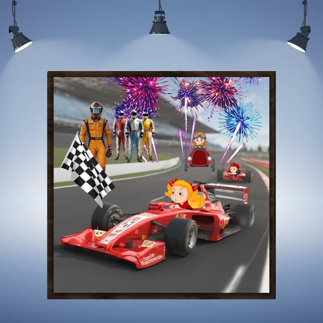 Wall Art LOVE RED CAR Canvas Sports F1 Formula 1 Print Painting Original Giclee + Frame Love Red Fun Heart Collection Decor House Office Ready Hang