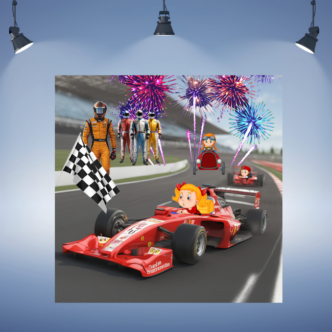 Wall Art LOVE RED CAR Canvas Sports F1 Formula 1 Print Painting Original Giclee GW Love Red Fun Heart Collection Decor House Office Ready Hang