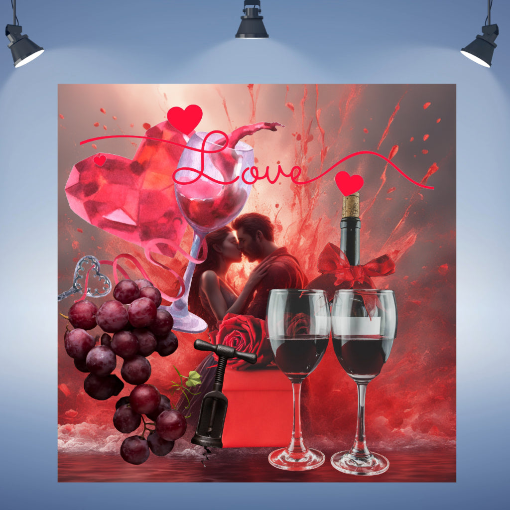Wall Art RED WINE Canvas Print Painting Original Giclee 32X32 GW Love Nice Beauty Fun Design Fit Hot House Home Office Gift Ready Hang Living