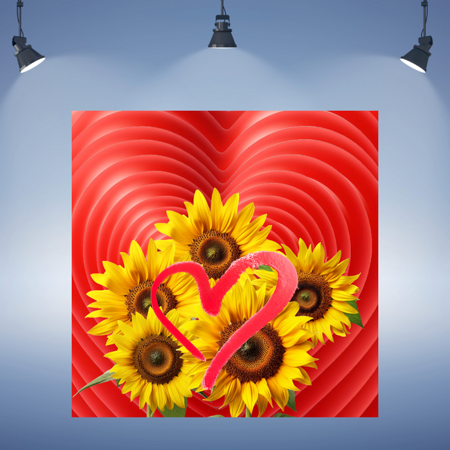 Wall Art LOVE SUNFLOWER Canvas Print Painting Original Giclee GW Nice Beauty Fun Design Fit Hot House Home Living Office Gift Ready to Hang